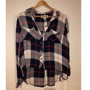 Flannel Button Down Blouse
